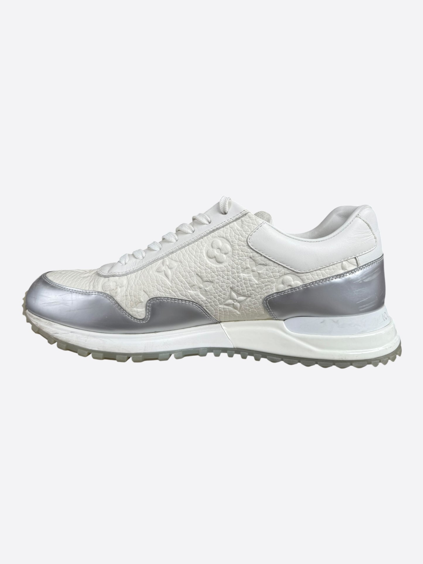 Louis Vuitton White & Silver Monogram Taurillon Run Away Sneakers