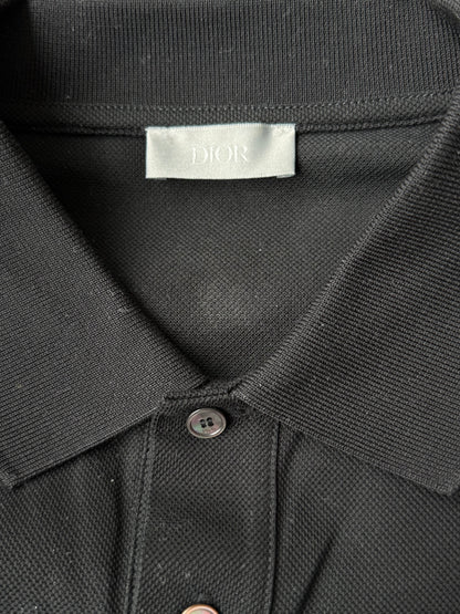 Dior Peter Doig Black & White Embroidered Logo Polo T-Shirt