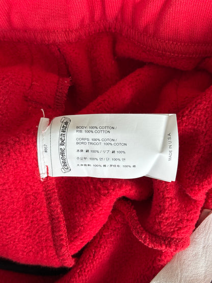 Chrome Hearts Red & White Triple Cross Embroidered Sweatpants