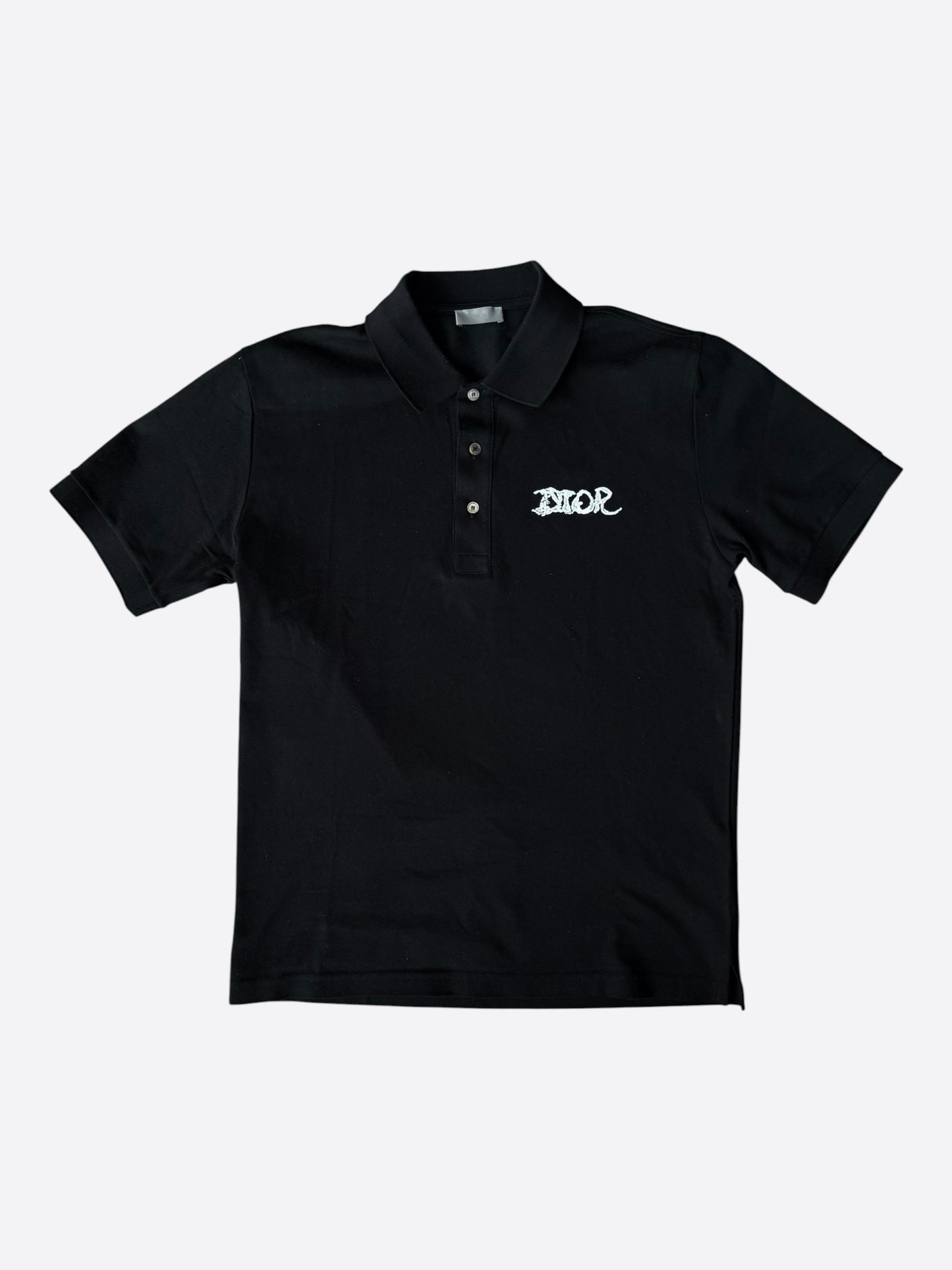 Dior Peter Doig Black & White Embroidered Logo Polo T-Shirt