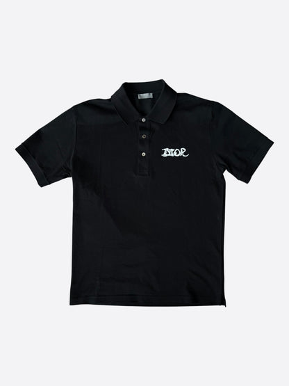 Dior Peter Doig Black & White Embroidered Logo Polo T-Shirt