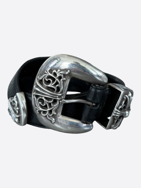Chrome Hearts Black 3 Piece Leather Belt