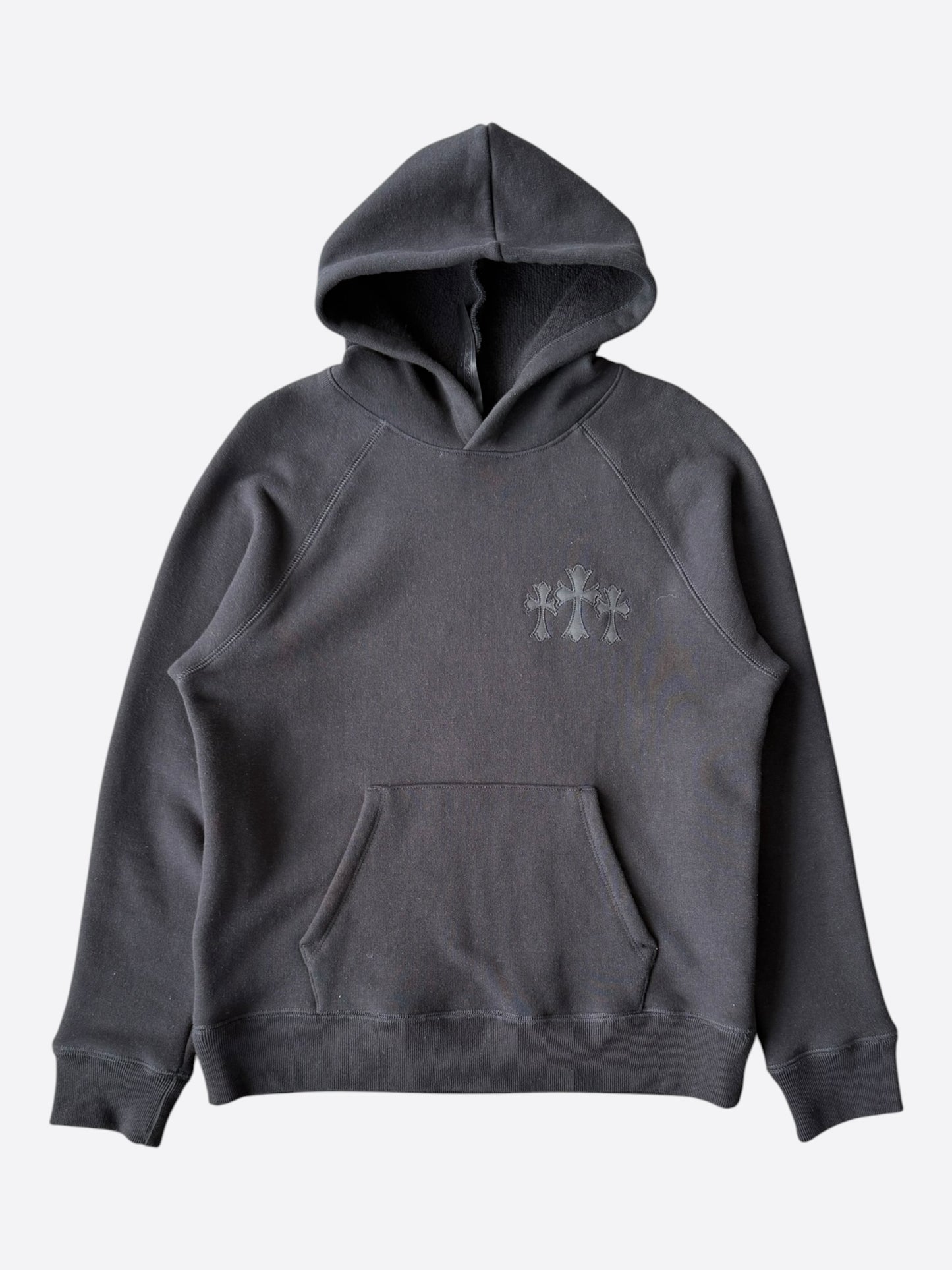 Chrome Hearts Black Triple Cross CH Logo Embroidered Hoodie