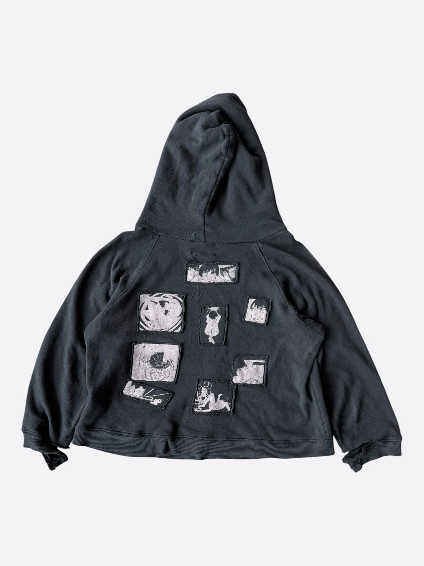 Enfants Riches Deprimes Faded Black & White Shrunken Patch Hoodie