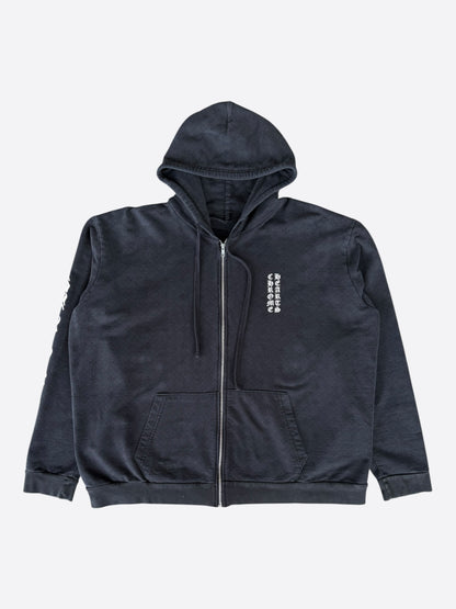 Chrome Hearts Black & White Cross Jacquard Horseshoe Logo Zip Up Hoodie