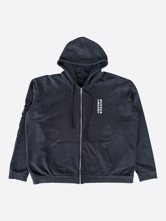 Chrome Hearts Black & White Cross Jacquard Horseshoe Logo Zip Up Hoodie