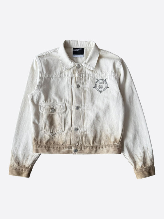 Enfants Riches Deprimes White & Black Type VII Distressed Denim Jacket