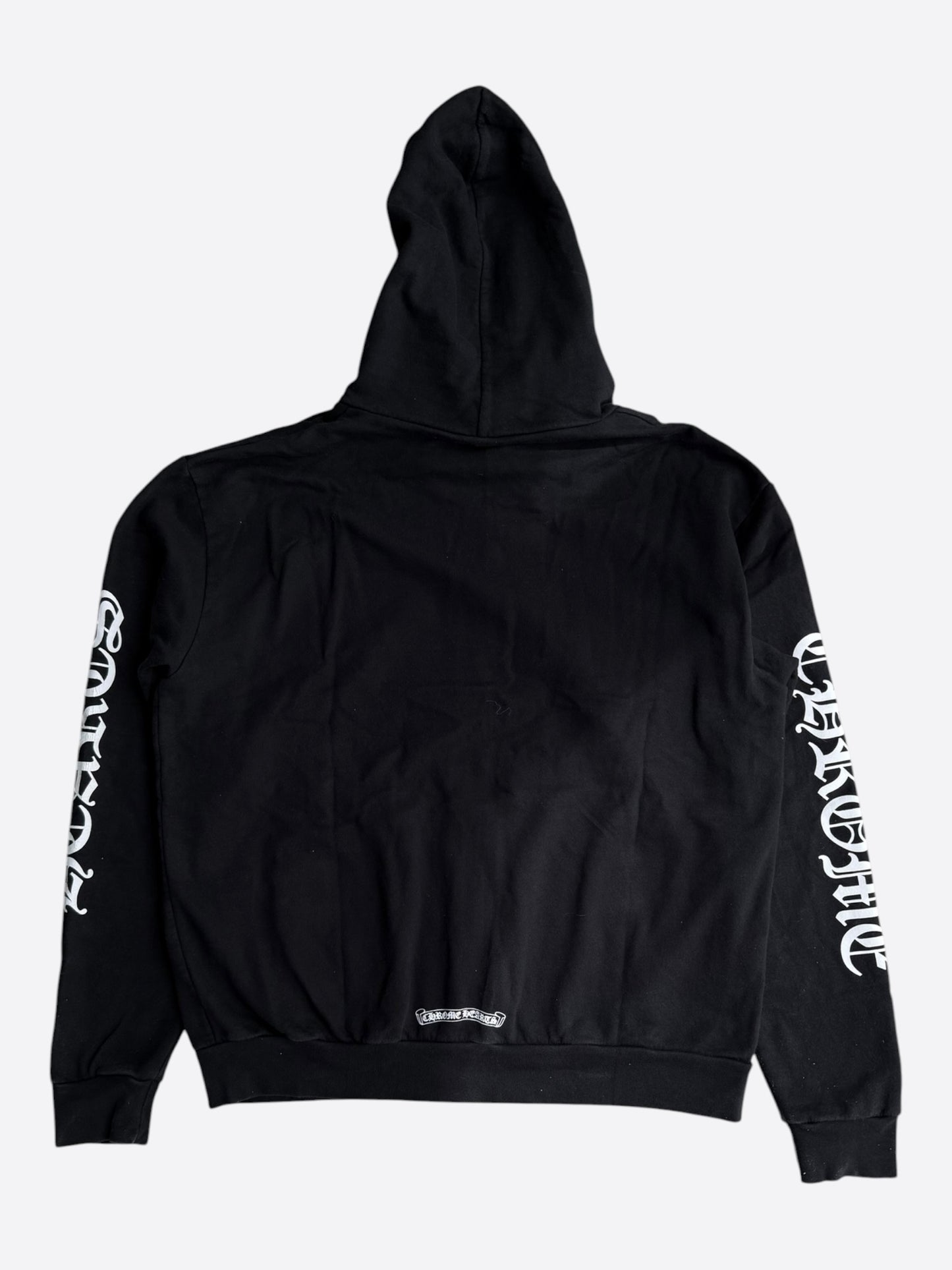 Chrome Hearts Black & White Script Logo Zip Up Hoodie