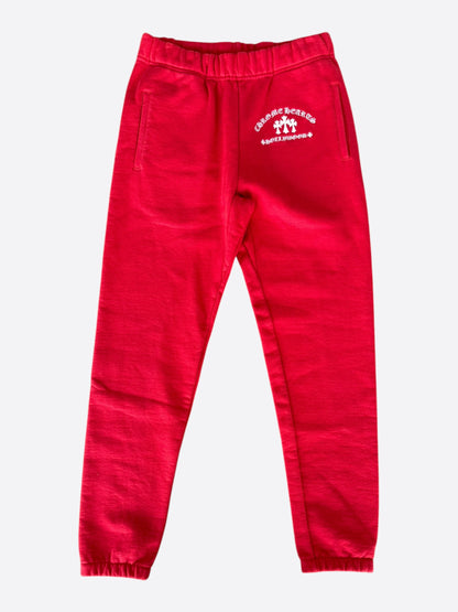 Chrome Hearts Red & White Triple Cross Embroidered Sweatpants
