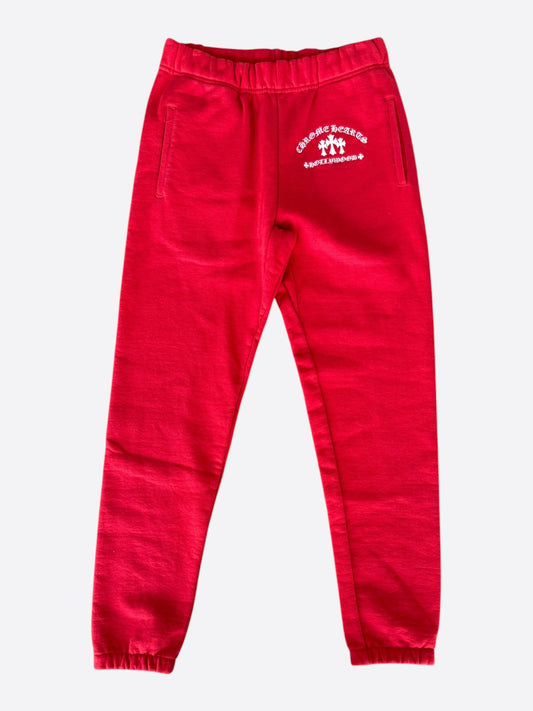 Chrome Hearts Red & White Triple Cross Embroidered Sweatpants