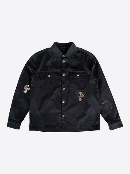 Chrome Hearts Black & Cheetah Cross Patch Work Dog Jacket
