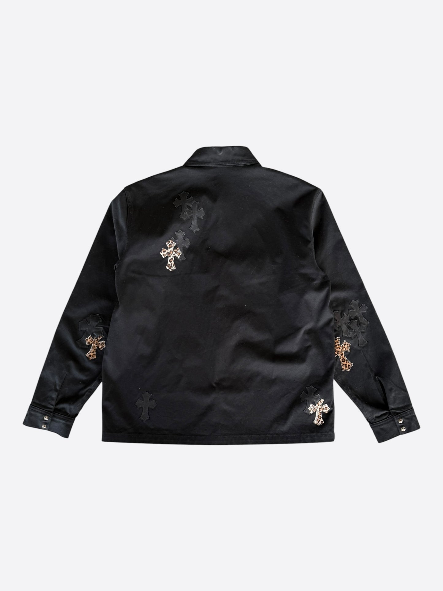 Chrome Hearts Black & Cheetah Cross Patch Work Dog Jacket