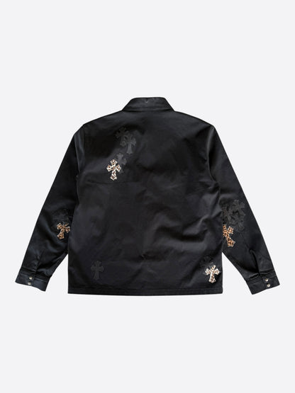 Chrome Hearts Black & Cheetah Cross Patch Work Dog Jacket