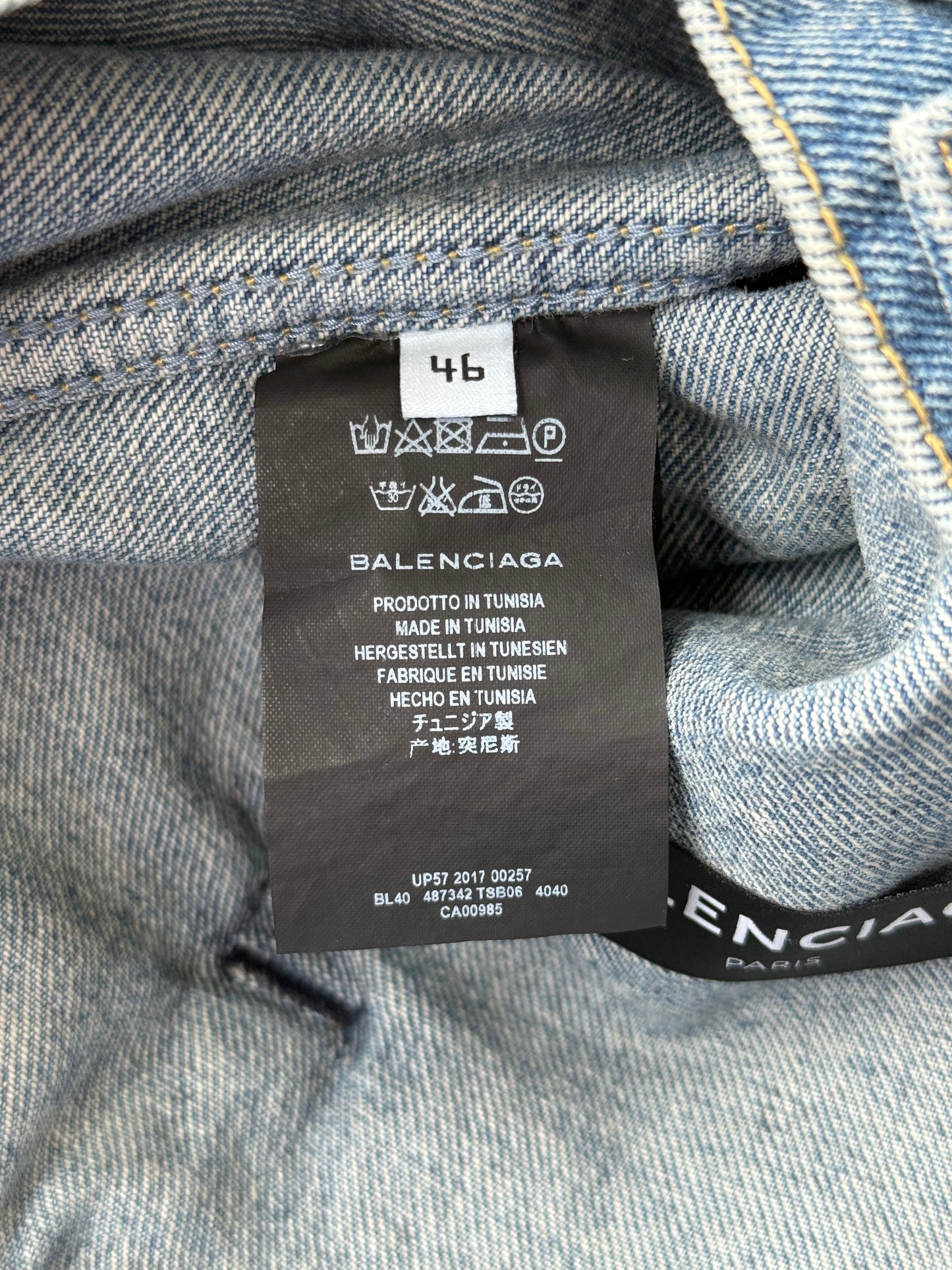 Balenciaga Blue Distressed Campaign Logo Denim Jacket