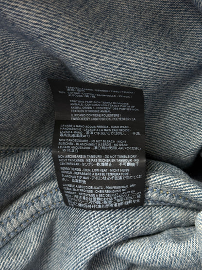 Balenciaga Blue Distressed Campaign Logo Denim Jacket