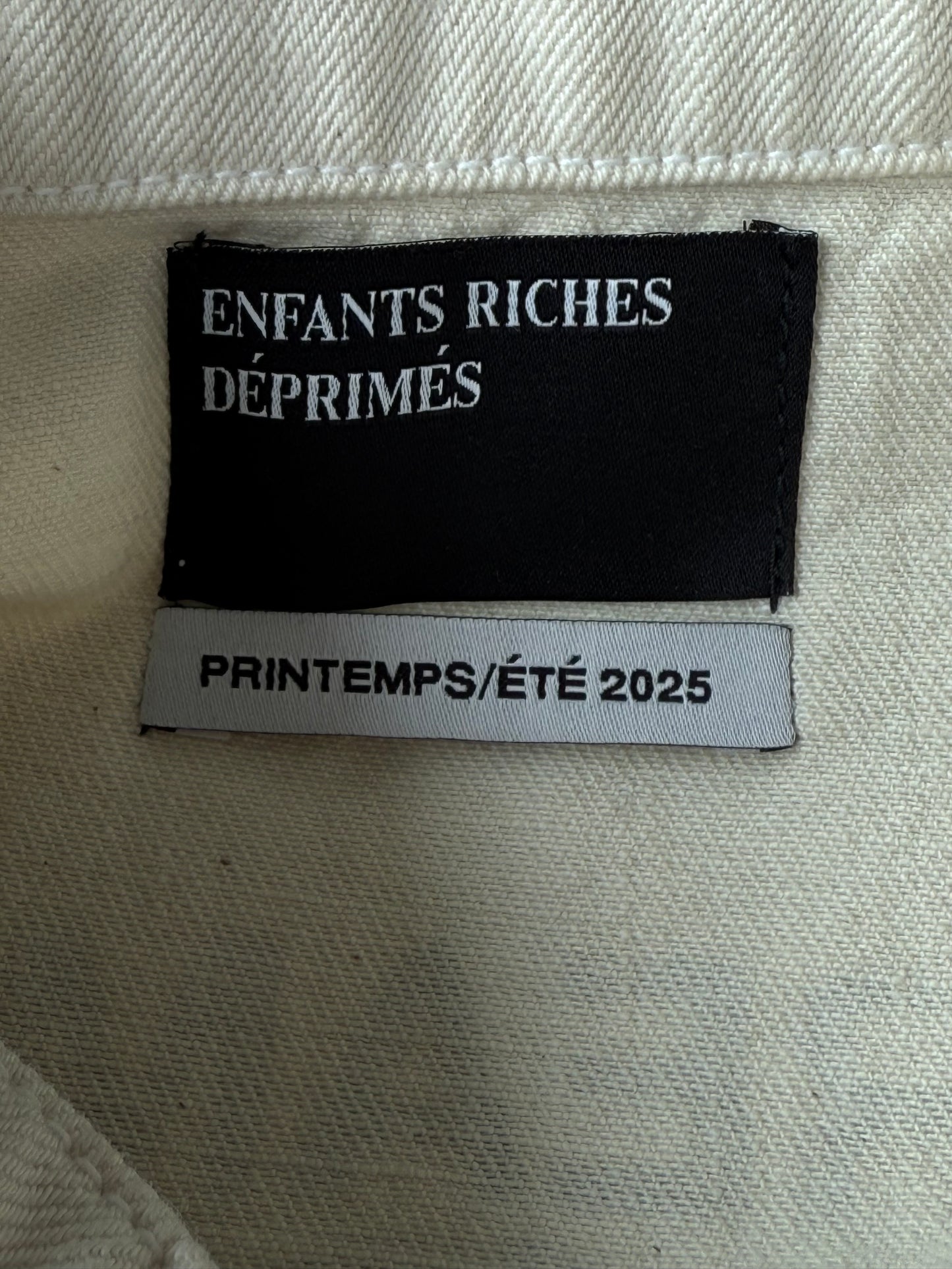 Enfants Riches Deprimes White & Black Type VII Distressed Denim Jacket