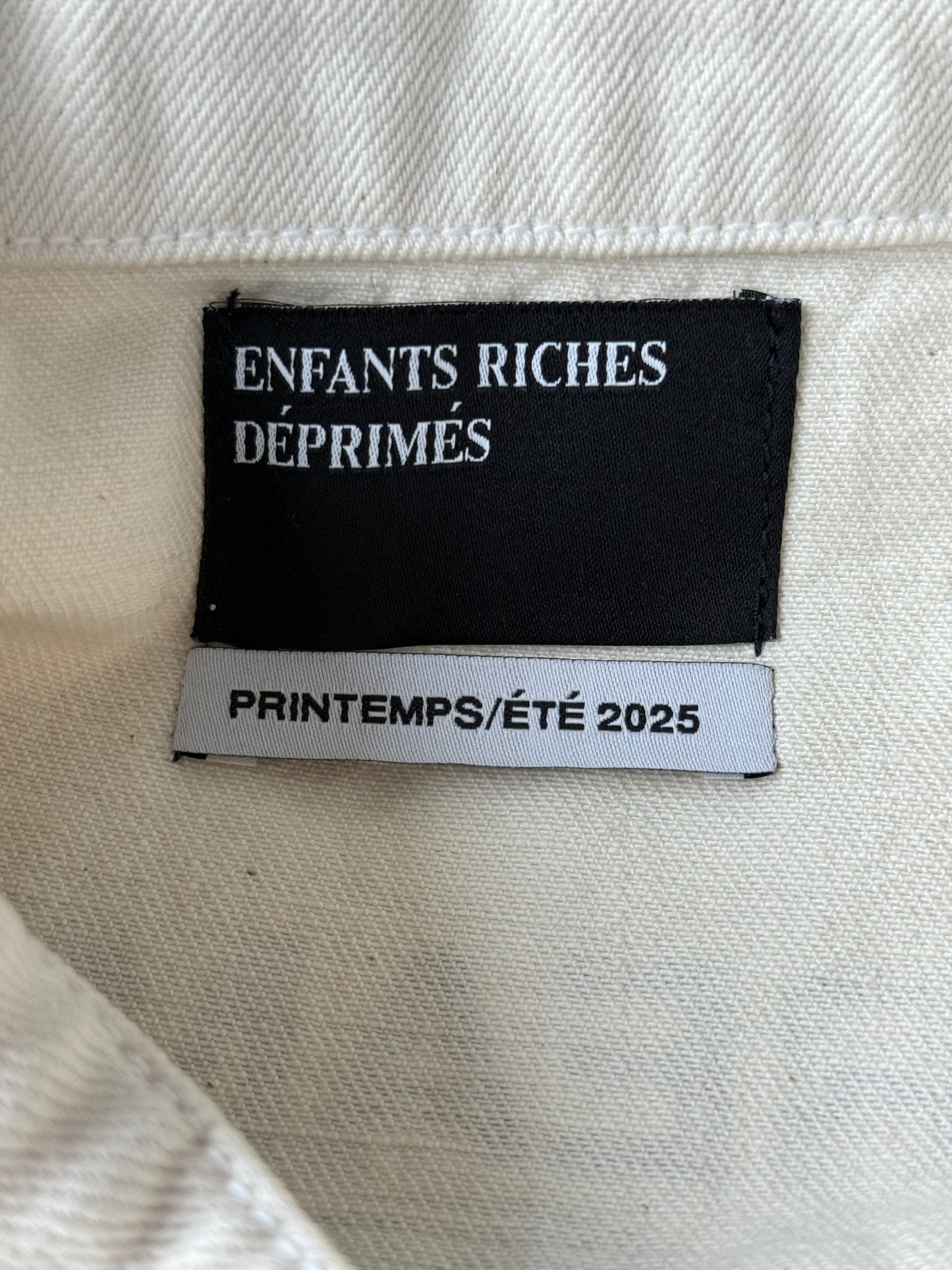 Enfants Riches Deprimes White & Black Type VII Distressed Denim Jacket