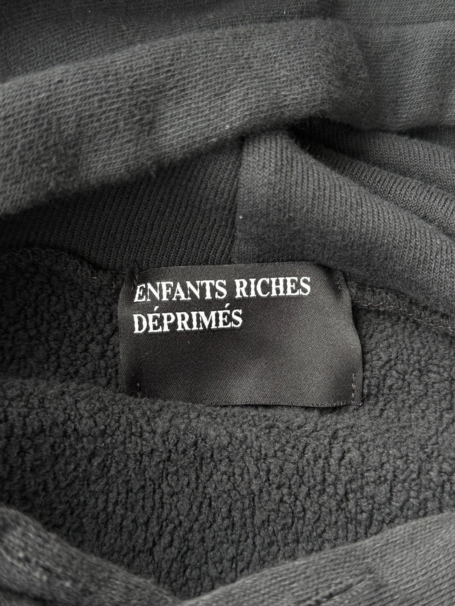 Enfants Riches Deprimes Faded Black & White Shrunken Patch Hoodie