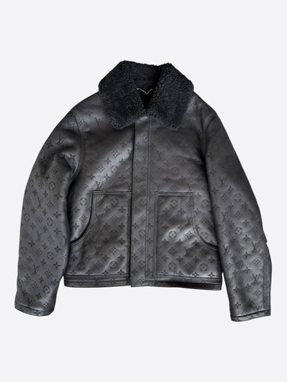 Louis Vuitton Black Monogram Shearling Jacket