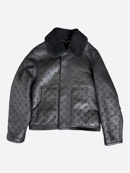 Louis Vuitton Black Monogram Shearling Jacket