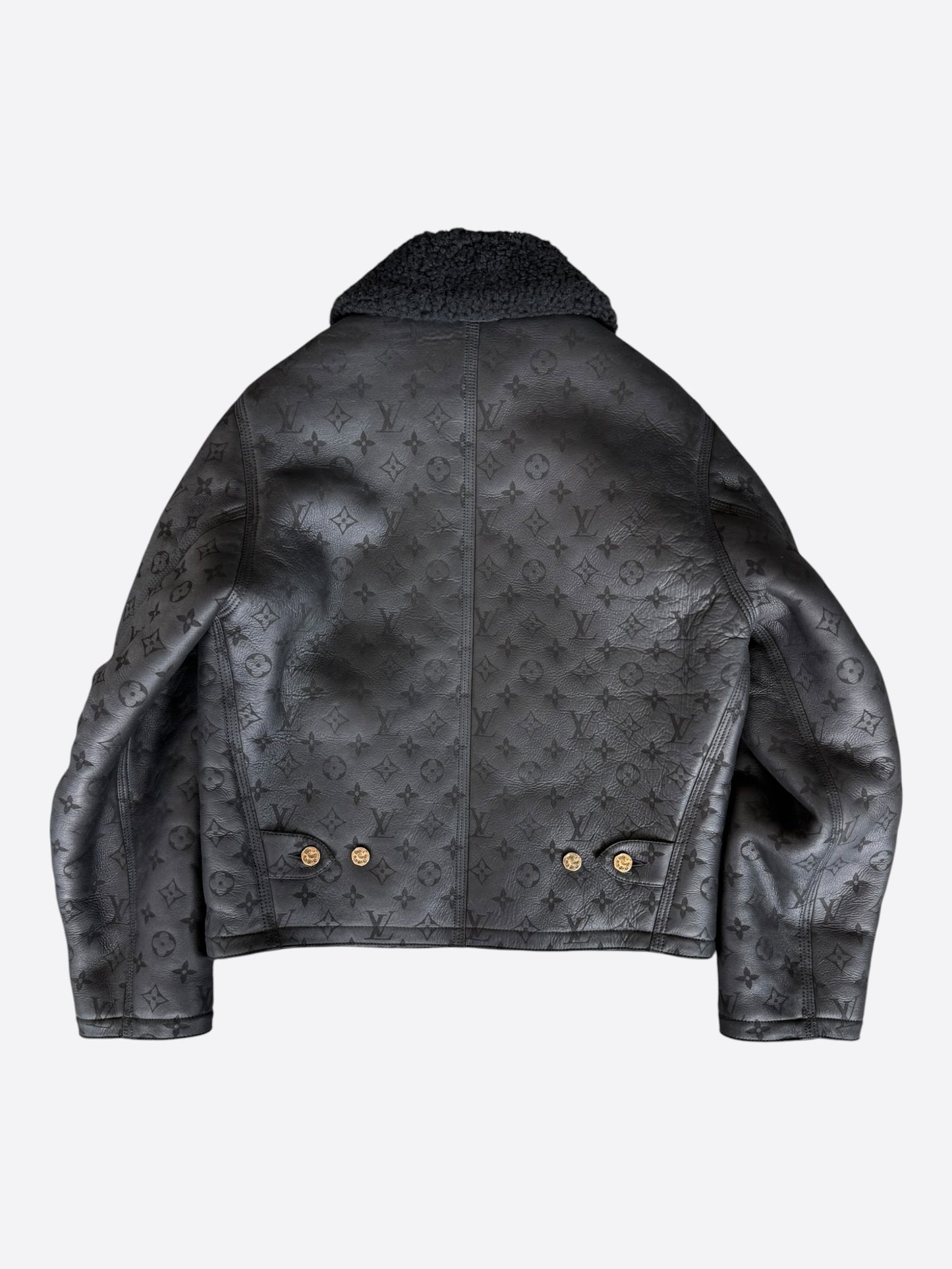 Louis Vuitton Black Monogram Shearling Jacket