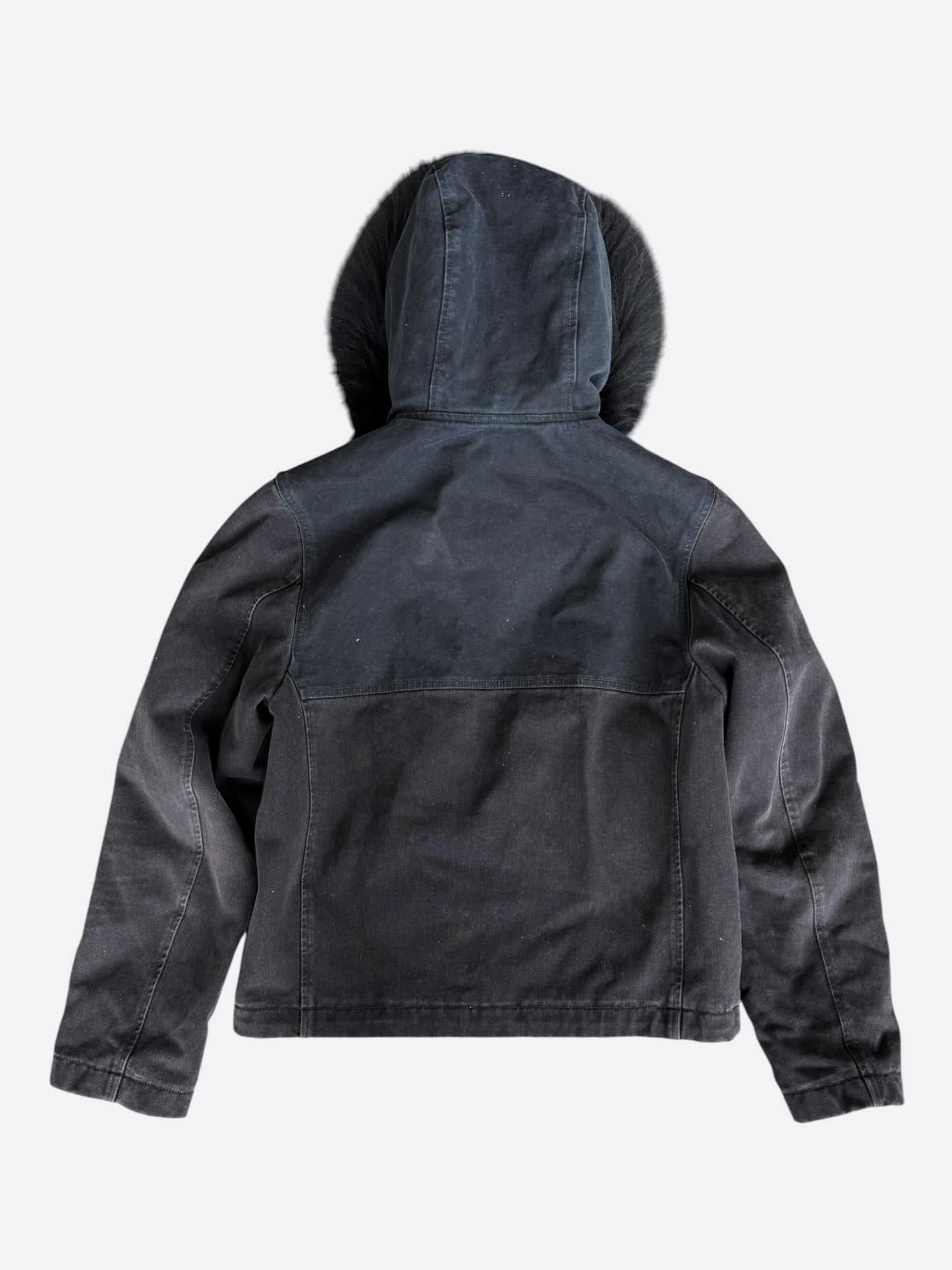 Louis Vuitton Black Monogram Fur Hooded Jacket