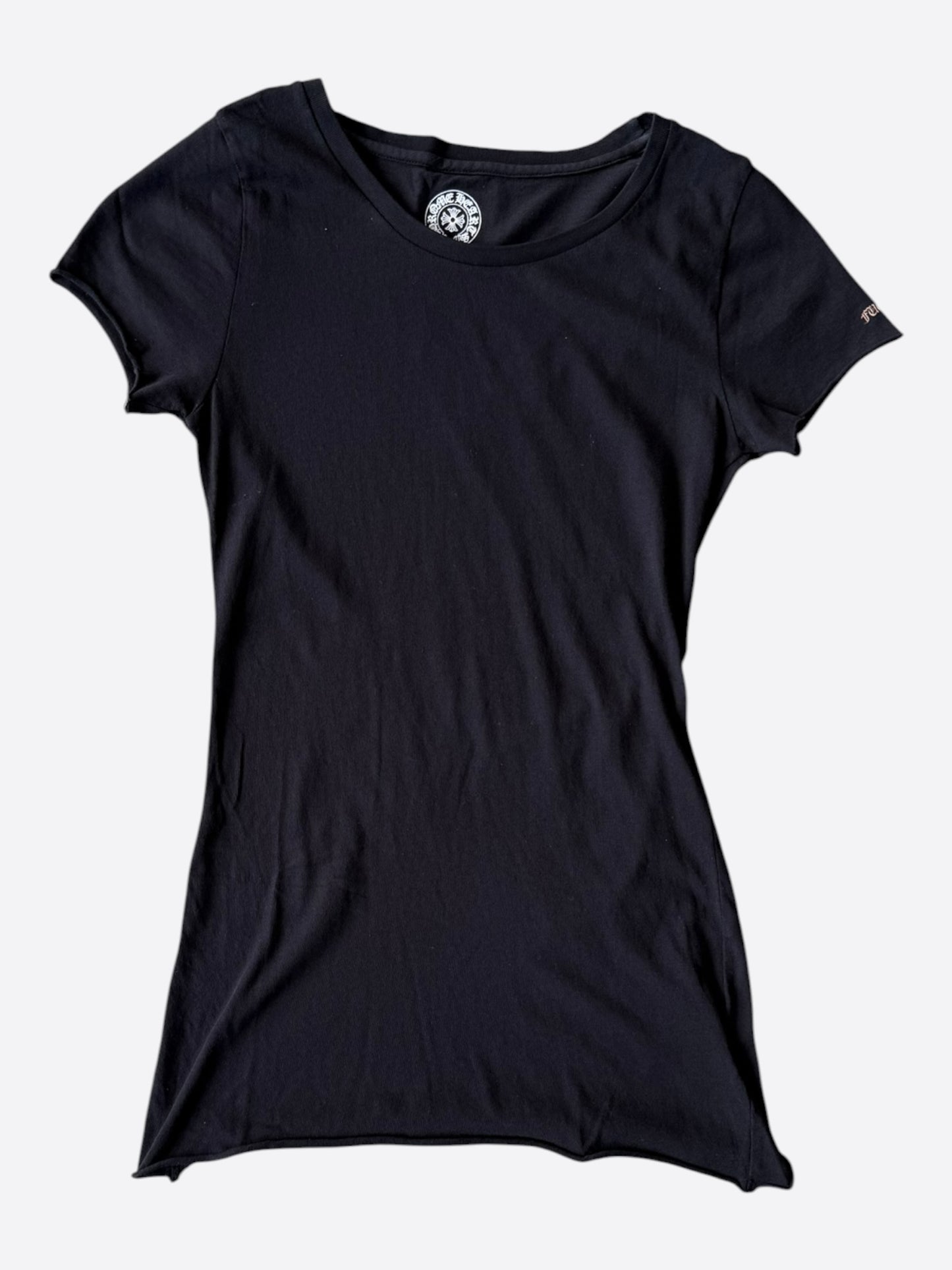 Chrome Hearts Black & Bronze Scroll Logo Women's T-Shirt