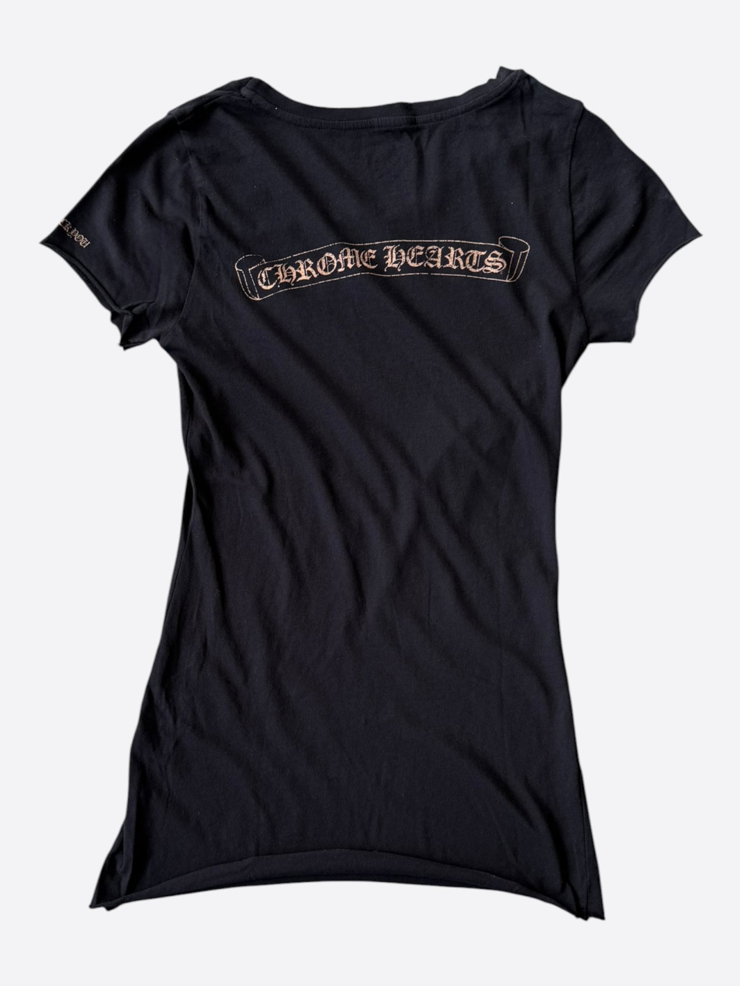 Chrome Hearts Black & Bronze Scroll Logo Women's T-Shirt