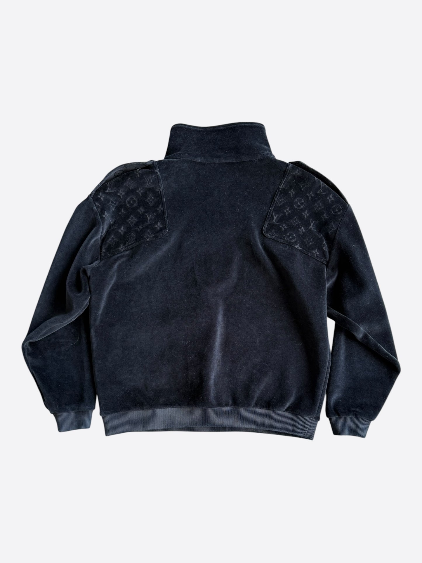 Louis Vuitton Black Velour Monogram Quarter Zip Sweater