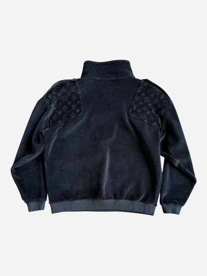 Louis Vuitton Black Velour Monogram Quarter Zip Sweater