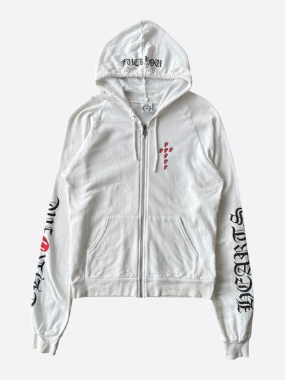Chrome Hearts White & Black Rolling Stones Horseshoe Logo Zip Up Hoodie