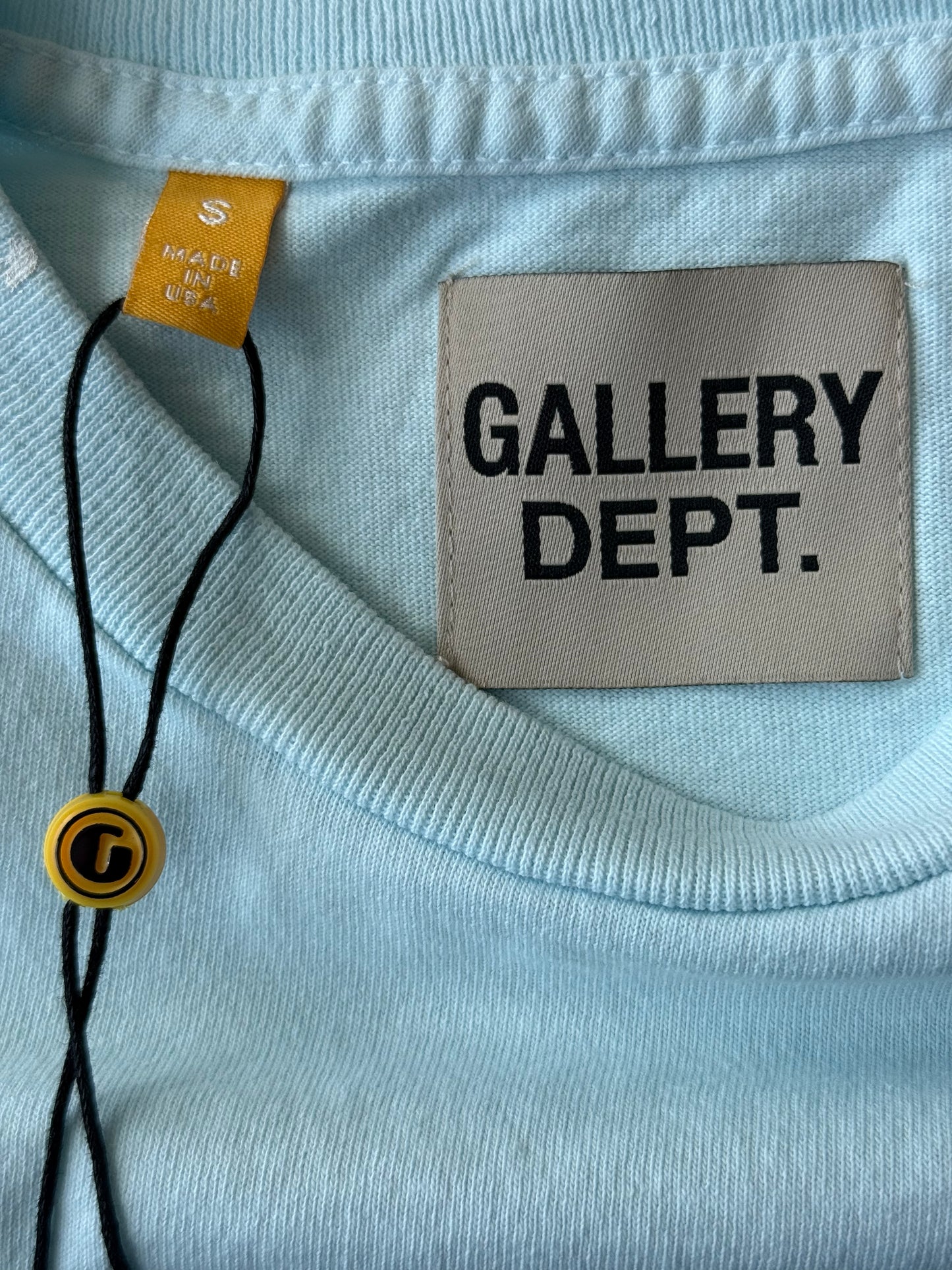 Gallery Dept Baby Blue & Black Paint Splatter Souvenir Logo T-Shirt