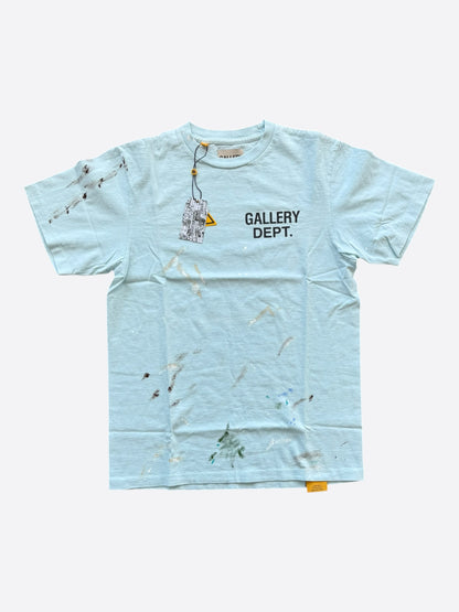 Gallery Dept Baby Blue & Black Paint Splatter Souvenir Logo T-Shirt