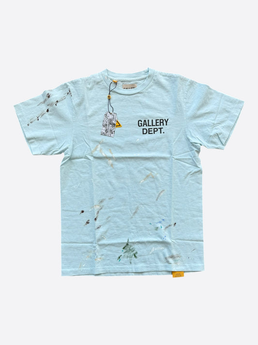 Gallery Dept Baby Blue & Black Paint Splatter Souvenir Logo T-Shirt