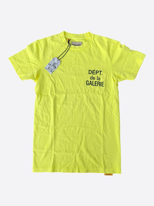 Gallery Dept Fluorescent Yellow & Black French Logo T-Shirt