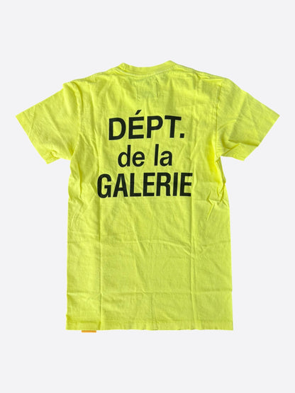 Gallery Dept Fluorescent Yellow & Black French Logo T-Shirt