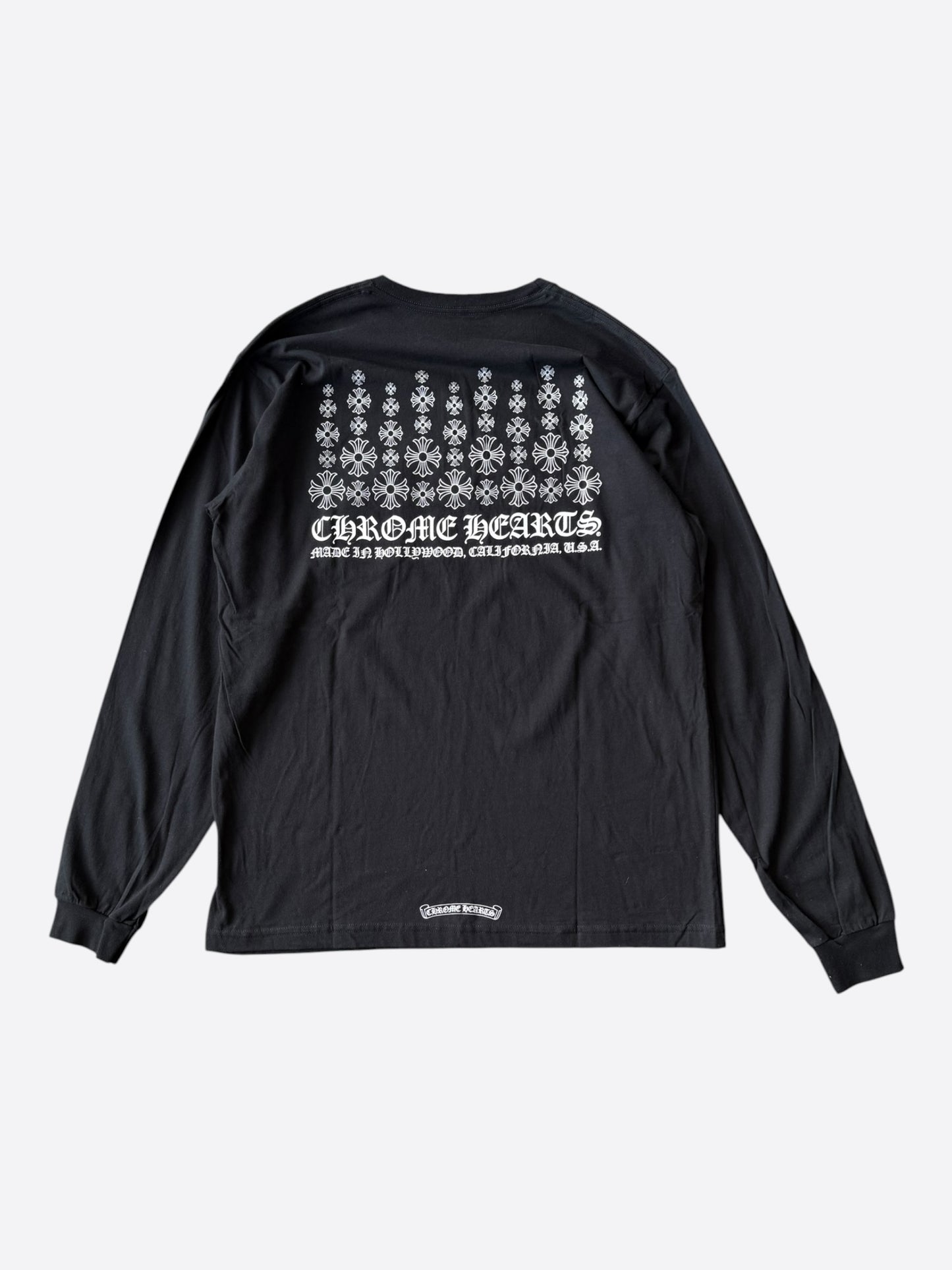 Chrome Hearts Black & White Cross Graphic Longsleeve T-Shirt