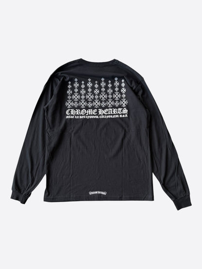 Chrome Hearts Black & White Cross Graphic Longsleeve T-Shirt