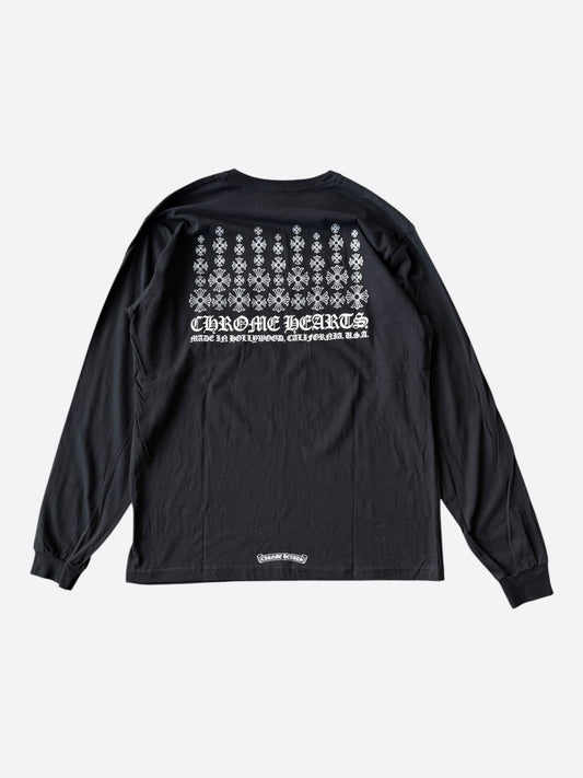 Chrome Hearts Black & White Cross Graphic Longsleeve T-Shirt