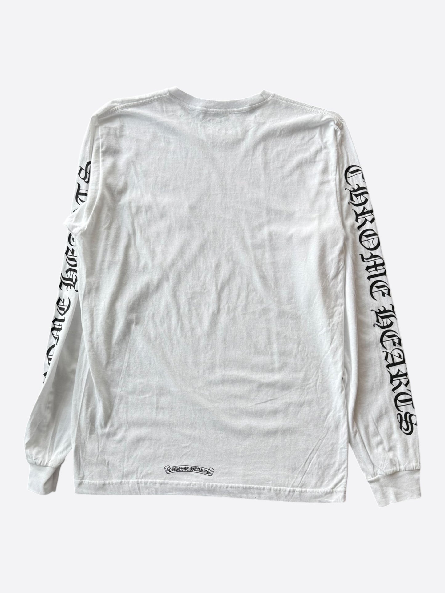 Chrome Hearts White & Black Horseshoe Logo Longsleeve T-Shirt