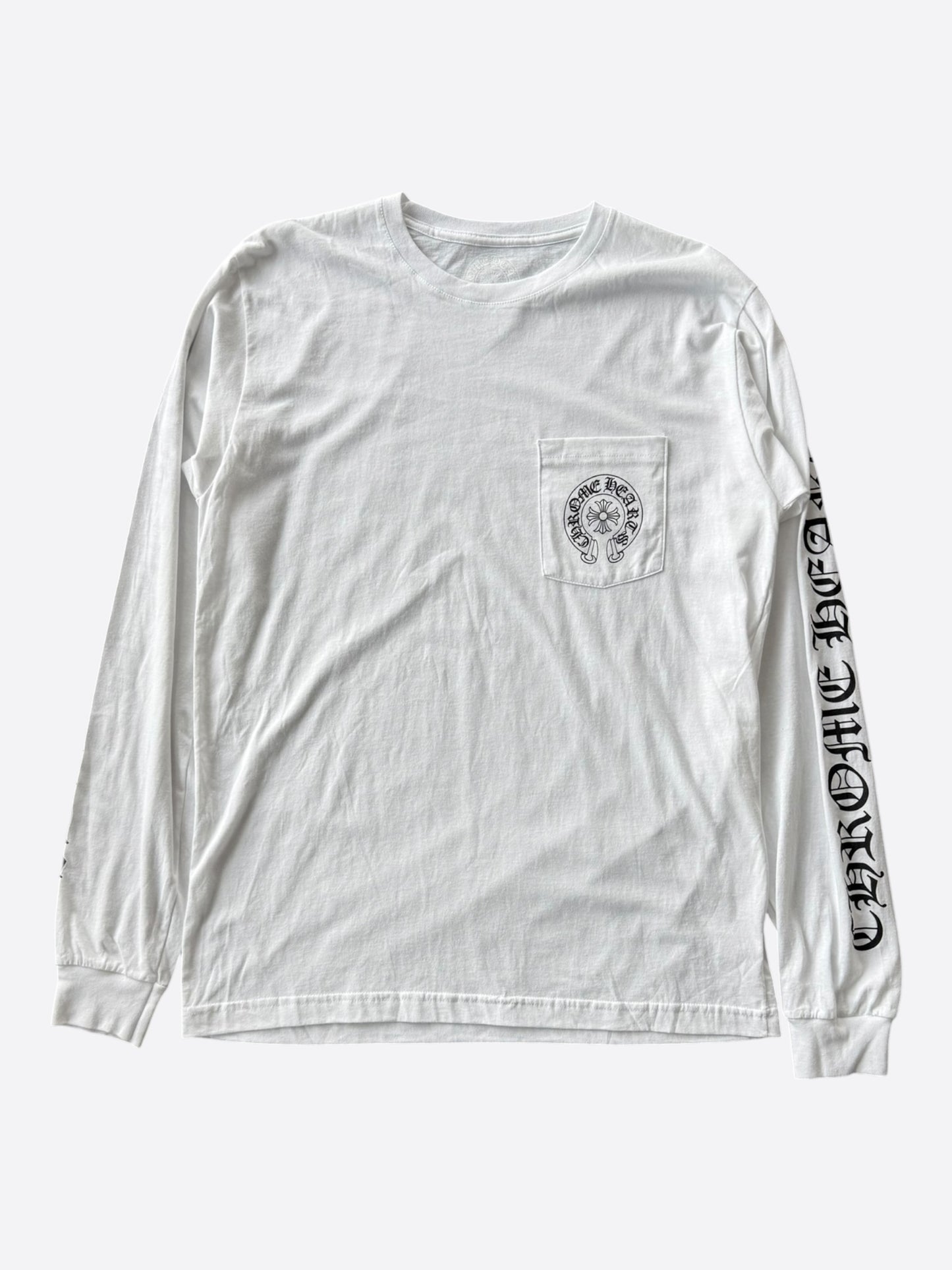 Chrome Hearts White & Black Horseshoe Logo Longsleeve T-Shirt