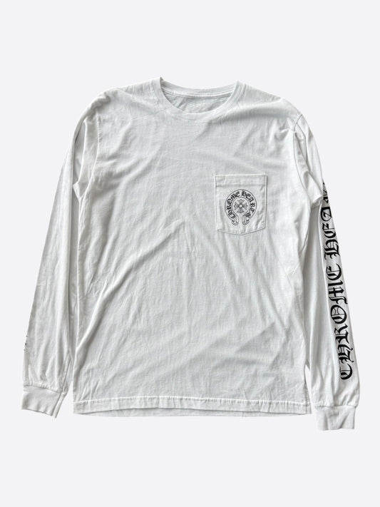 Chrome Hearts White & Black Horseshoe Logo Longsleeve T-Shirt