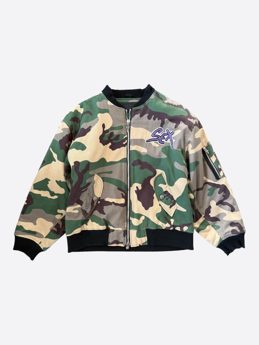 Chrome Hearts Green Camouflage Sex Records Bomber Jacket