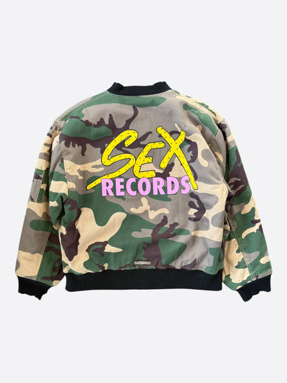 Chrome Hearts Green Camouflage Sex Records Bomber Jacket
