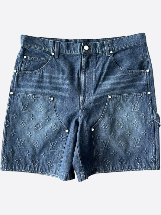 Louis Vuitton Blue Monogram Carpenter Denim Shorts