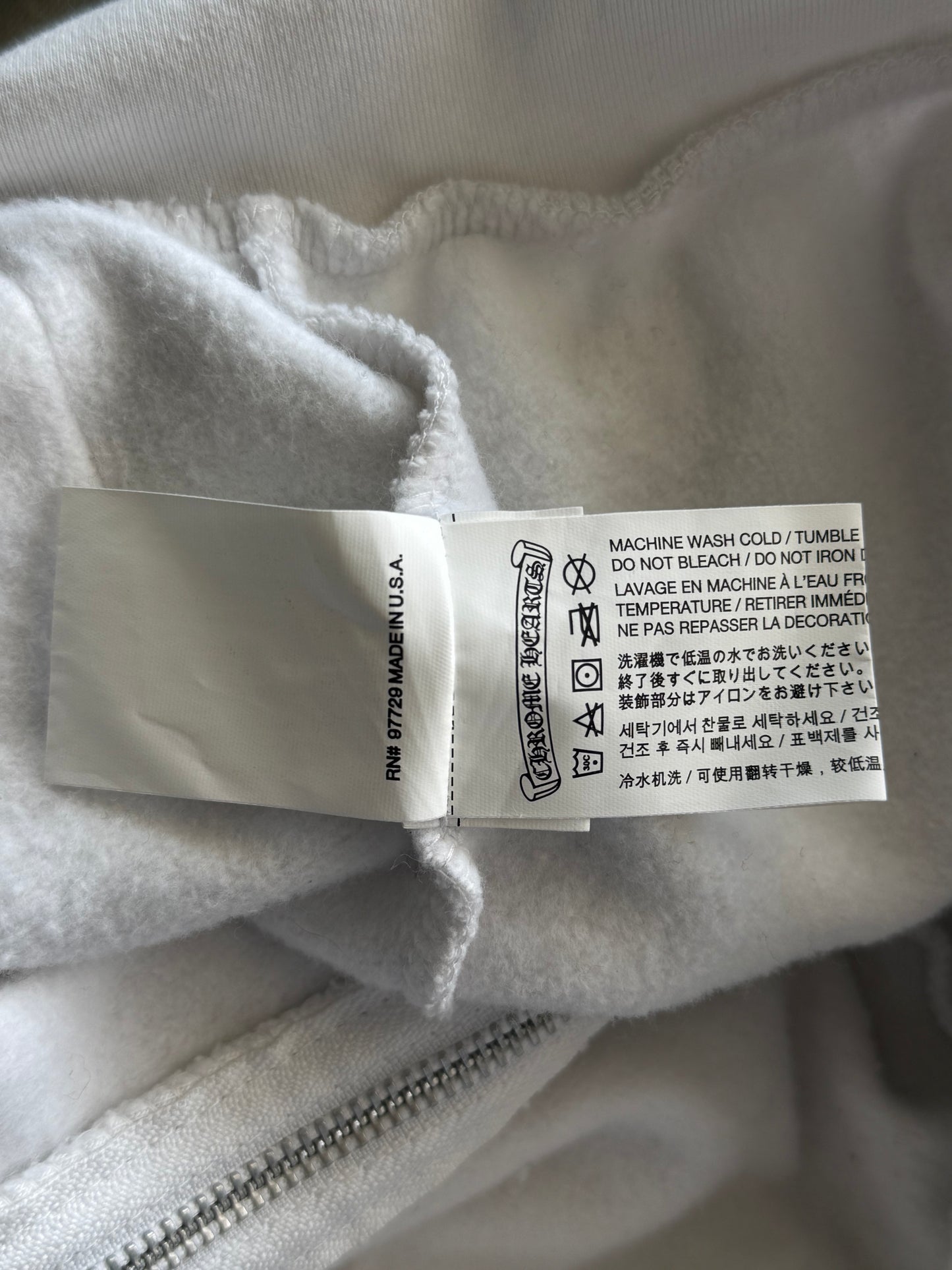 Chrome Hearts White & Black USA Triple Cross Logo Zip Up Hoodie