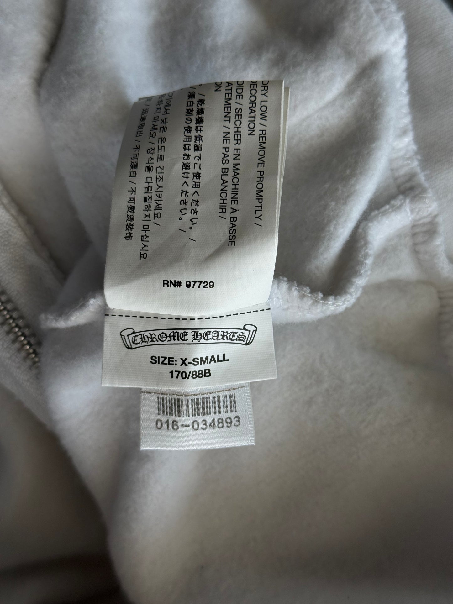 Chrome Hearts White & Black USA Triple Cross Logo Zip Up Hoodie