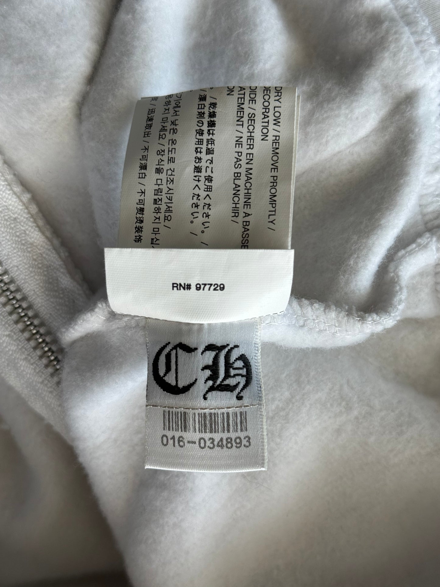 Chrome Hearts White & Black USA Triple Cross Logo Zip Up Hoodie