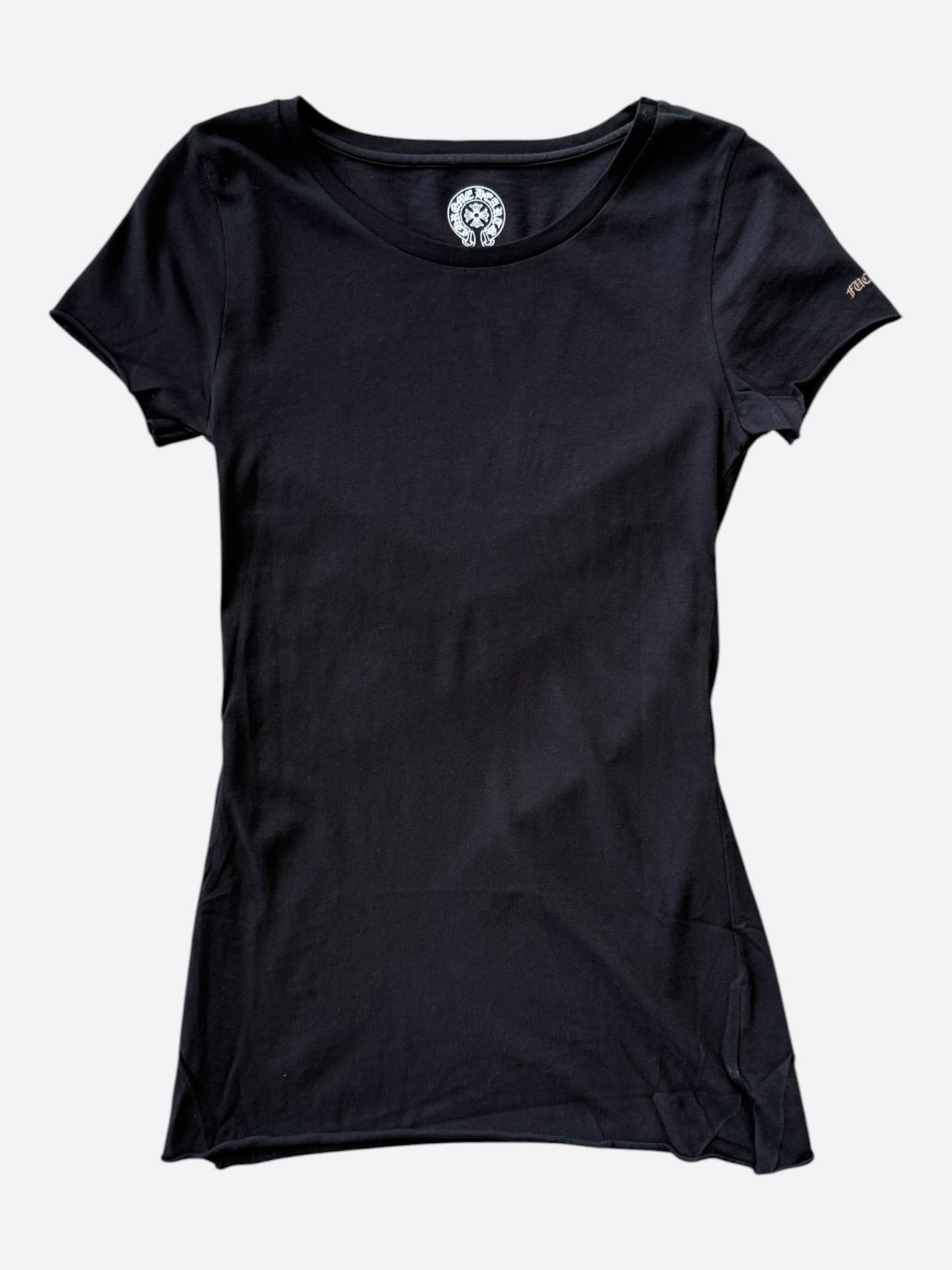 Chrome Hearts Black & Bronze Scroll Logo Women's T-Shirt