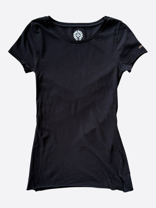 Chrome Hearts Black & Bronze Scroll Logo Women's T-Shirt